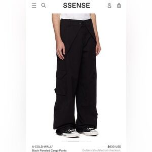 A-COLD-WALL* Black Panel Cargo Pants